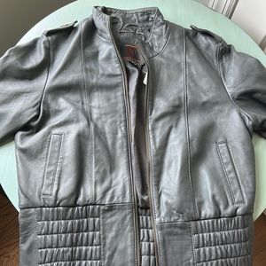 PRICE DROP! XCVI Gray leather jacket women’s medium zip up soft leather jacket